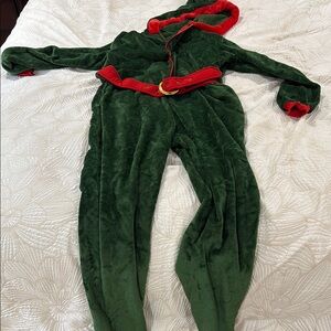 Elf Green and Red Hooded Jumpsuit with Belt, Christmas, Brand New